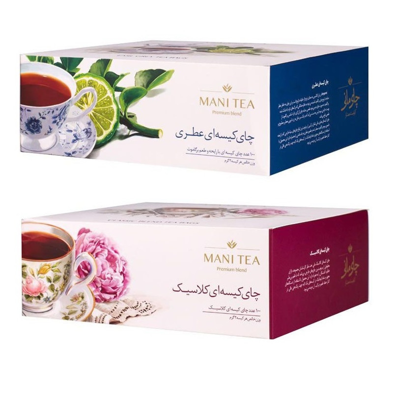 picture چای سیاه عطری و کلاسیک کیسه ای چای مانی دو بسته 100 عددی