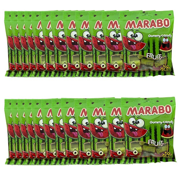 picture پاستیل لقمه ای هندوانه مارابو - 50 گرم بسته 24 عددی
