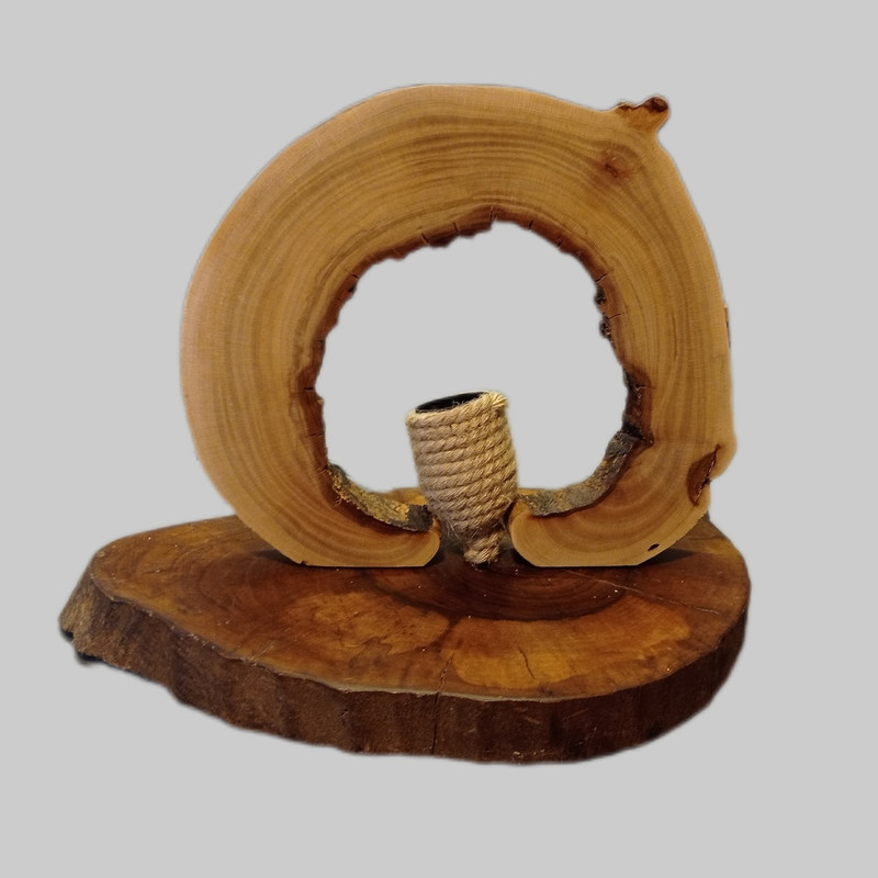 picture آباژور رومیزی مدل چوبی روستیک کد 001