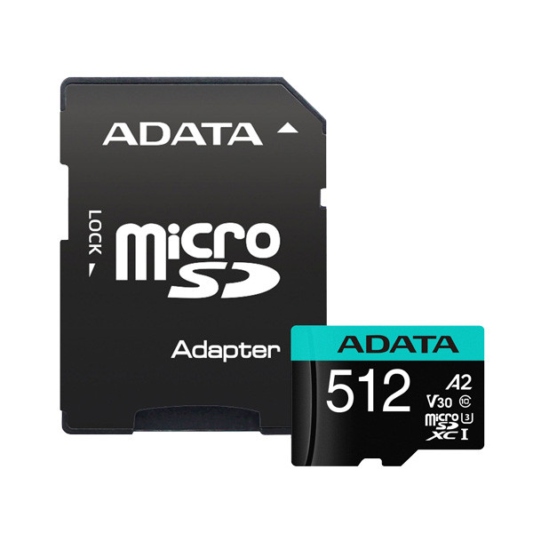 picture  کارت حافظه microSDXC ای دیتا مدل Premier کلاس 10 استاندارد UHS-I U3سرعت 100MBps ظرفیت512 گیگابایت به همراه آداپتور
