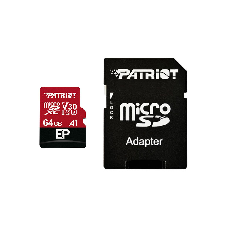 picture کارت حافظه microSDXC پتریوت مدل EP کلاس 10 استاندارد UHS-I U3-V30 سرعت 90MBpsظرفیت 64 گیگابایت به همراه آداپتورSD