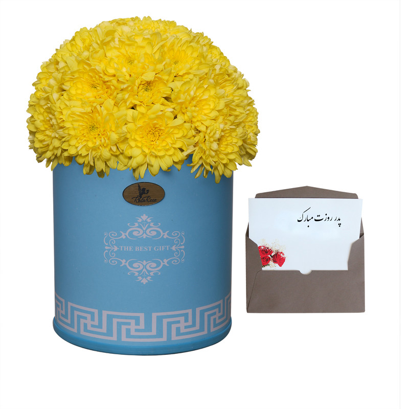 picture سبد گل طبیعی راتا رز کد HQ به همراه کارت تبریک طرح پدر روزت مبارک