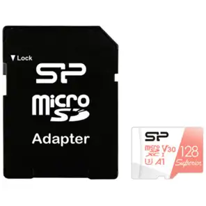 picture کارت حافظه microSDXC سیلیکون پاور مدل Superior کلاس 10 استاندارد  UHS- I U3 A1 سرعت 100MBps ظرفیت 128 گیگابایت به همراه آداپتور SD