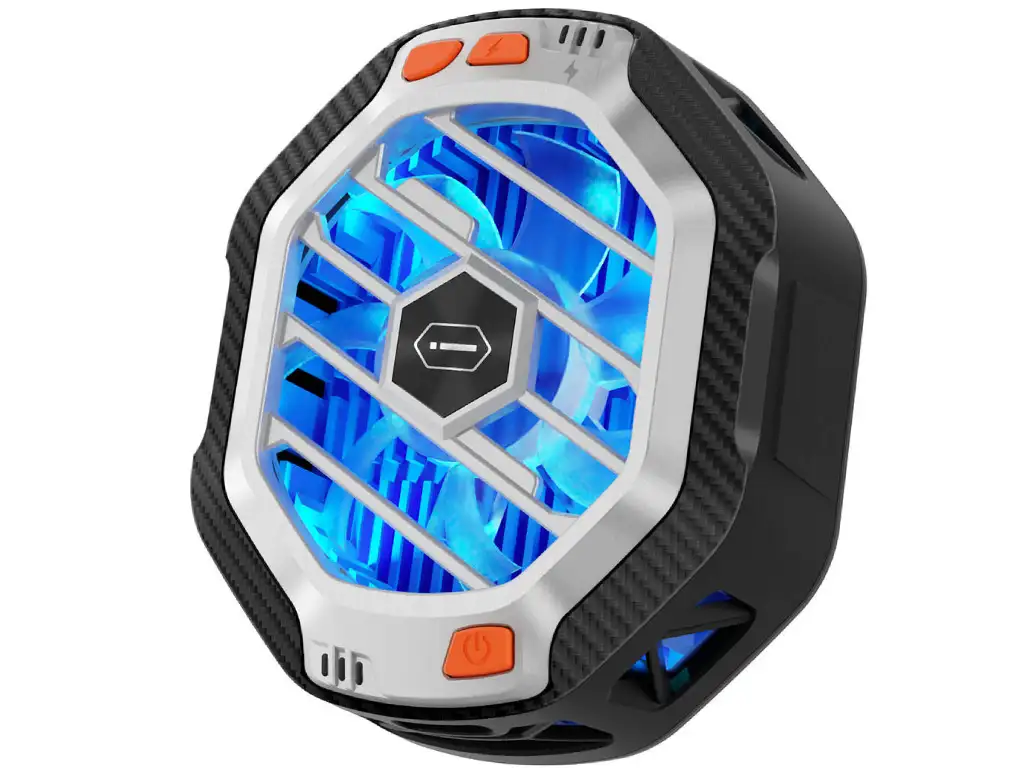 picture شارژر بی سیم مگنتی 15 وات و فن خنک کننده گوشی موبایل ویوو WiWU Wi-R001 15W Magsafe Charging Featured RGB Light Phone Cooling Fan
