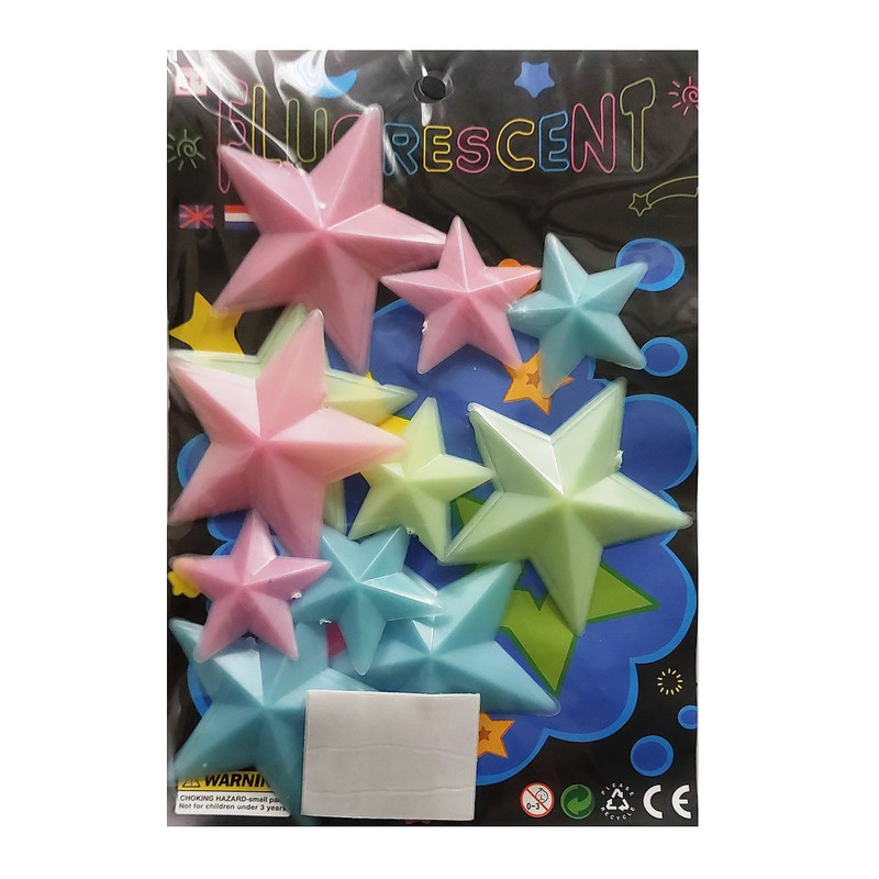 picture استیکر دیواری کودک طرح ستاره سه بعدی مدل شب تاب بسته 12 عددی