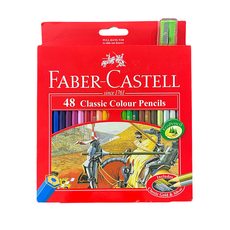 picture مداد رنگی 48 رنگ فابر کاستل مدل کلاسیک به همراه تراش