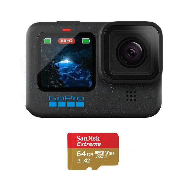 picture دوربین فیلم برداری ورزشی گوپرو مدل Hero 12 به همراه کارت حافظه sandisk micro SD 64GB Extreme