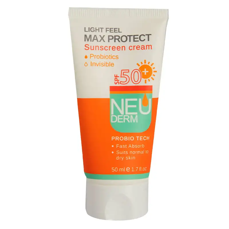 picture کرم ضد آفتاب فاقد رنگ نئودرم مدل Max Protect حاوی ویتامین E با +SPF50 مناسب پوست معمولی تا خشک حجم 50 میل