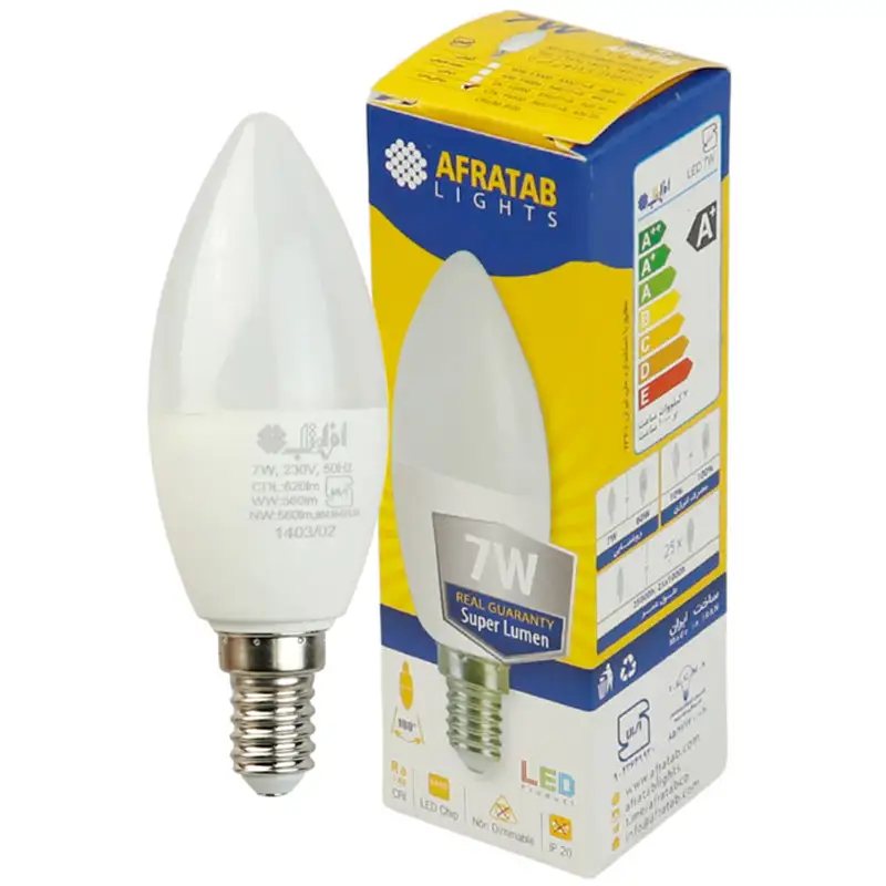 picture لامپ شمعی LED اشکی افراتاب Afratab AF-C37-7W E14 7W