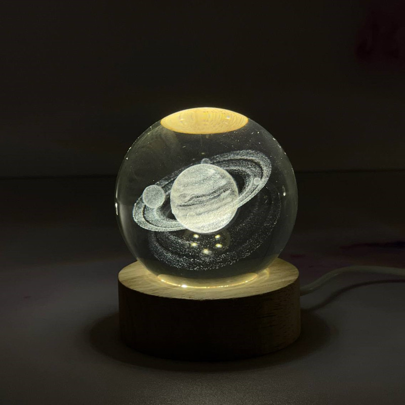picture چراغ خواب مدل گوی کریستال طرح کره زحل