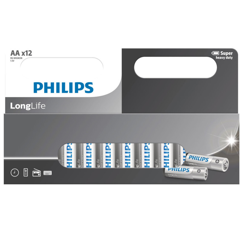 picture باتری قلمی فیلیپس مدل  LongLife R6L12W بسته 12 عددی