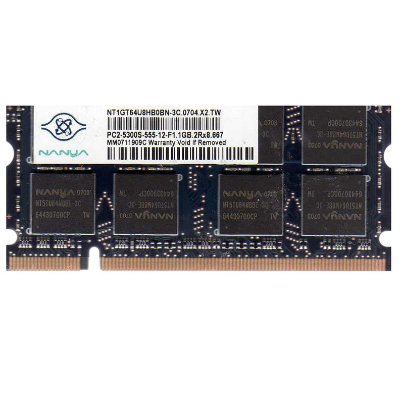 picture رم لپ تاپ DDR2 دو کاناله 667 مگاهرتز CL5 نانیا مدل NT1GT64 ظرفیت 1 گیگابایت