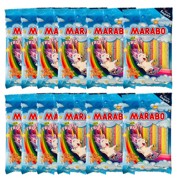 picture پاستیل نواری رنگین کمانی مارابو - 100 گرم بسته 12 عددی