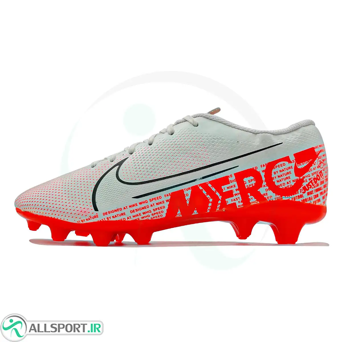 picture کفش فوتبال  سایز کوچک نایک مرکوریال  طرح اصلی Nike Mercurial FG White Orange