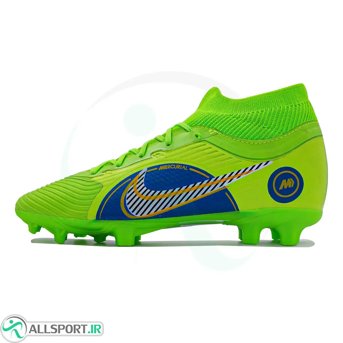 picture کفش فوتبال سایز کوچک نایک مرکوریال  طرح اصلی Nike Mercurial Green Blue