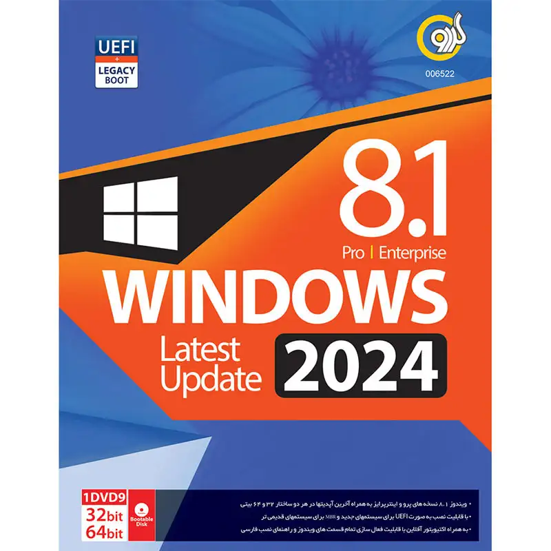picture Windows 8.1 UEFI Pro/Enterprise Latest Update 2024 + Legacy Boot 1DVD9 گردو