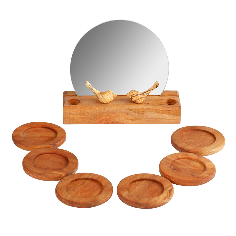 picture مجموعه ظروف هفت سین 7 پارچه مدل چوبی گرد کد 02