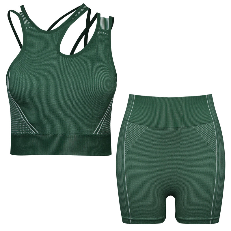 picture ست نیم تنه و شلوارک ورزشی زنانه ماییلدا مدل پددار بدون فنر کد 4756 رنگ سبز