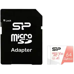 picture کارت حافظه microSDXC سیلیکون پاور مدل Superior کلاس 10 استاندارد  UHS- I U3 A1 سرعت 100MBps ظرفیت 64 گیگابایت به همراه آداپتور SD