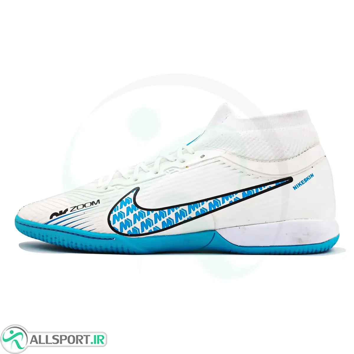 picture کفش فوتسال ساقدار نایک ایر زوم مرکوریال Nike Air Zoom Mercurial White Blue
