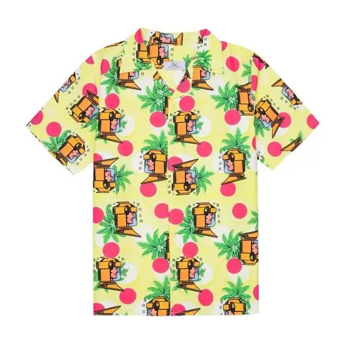 picture پیراهن آستین کوتاه لیلاژ با کد MNDOONTHBECH91SS20YLLW ( mind on the beach hawaiian shirt )