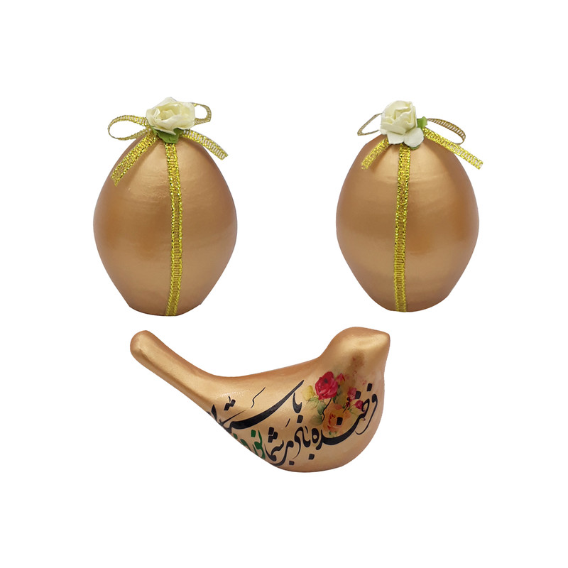 picture  دکوری طرح نوروز مدل پرنده و تخم مرغ کد mm104 مجموعه 3 عددی