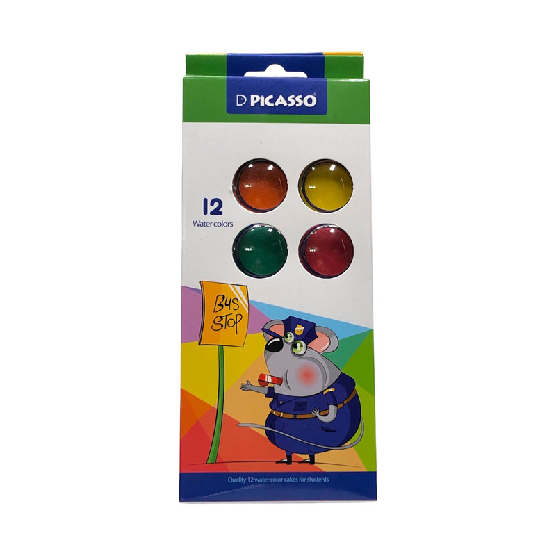 picture آبرنگ 12 رنگ پیکاسو مدل موش به همراه قلم مو