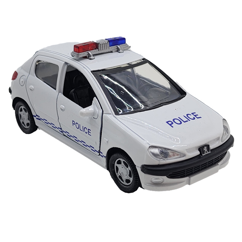 picture ماشین بازی مدل عقبکش فلزی 206 پلیس راهنمایی رانندگی