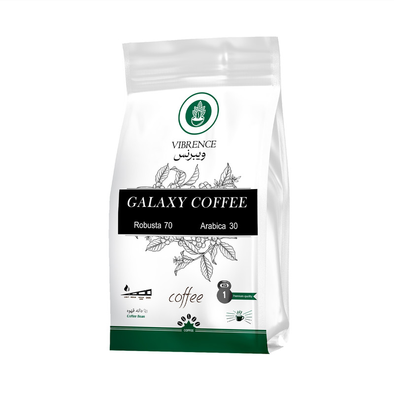 picture دانه قهوه 70 درصد روبوستا 30 درصد عربیکا Galaxy ویبرنس - 1 کیلوگرم