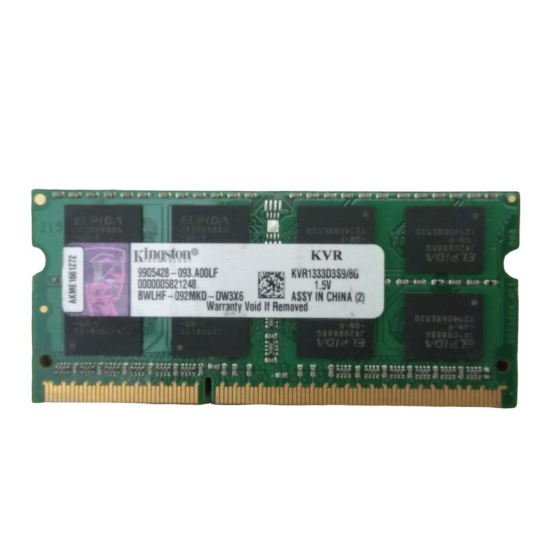 picture رم لپ تاپ DDR3 تک کاناله 1333 مگاهرتز CL10 کینگستون مدل PC3-Kvr ظرفیت 8 گیگابایت