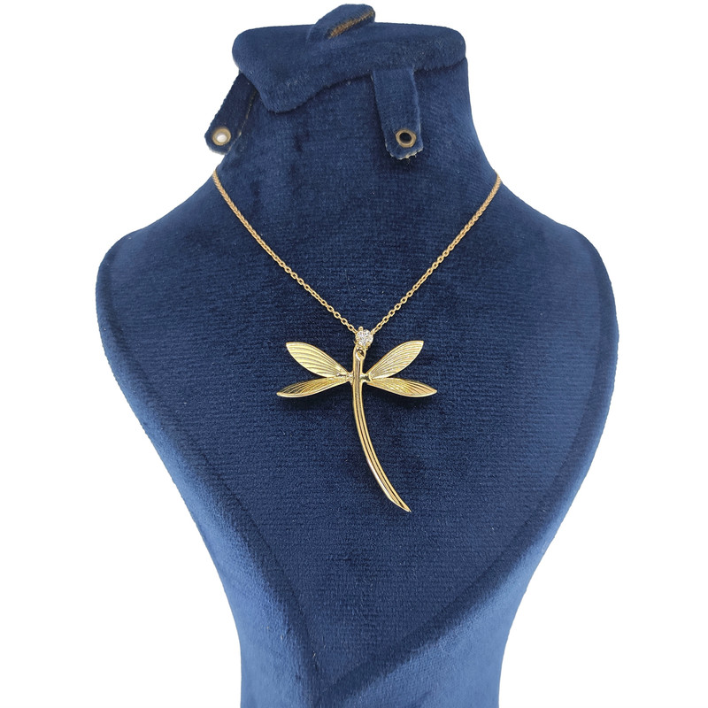 picture گردنبند طلا 18 عیار دخترانه طلا و جواهر سازی افرا مدل سنجاقک 307