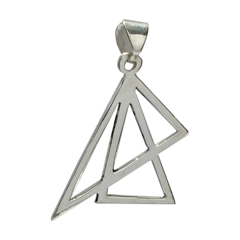 picture آویز گردنبند نقره مدل مثلث تو در تو
