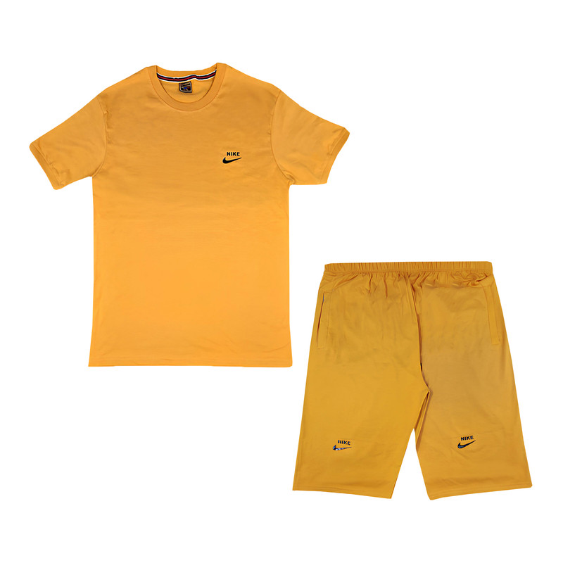 picture ست تی شرت و شلوارک مردانه مدل NN رنگ زرد