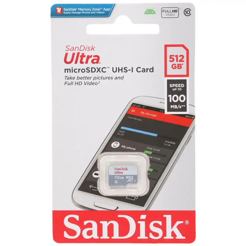 picture رم میکرو 512 گیگ سن دیسک SanDisk Ultra C10 100MB/s