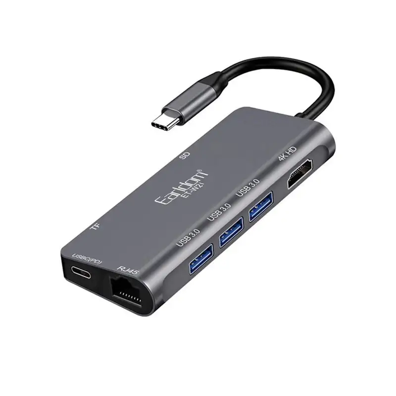 picture هاب و رم ریدر Earldom ET-W21 Type-C To USB3.0/HDMI/RJ45/Type-C/SD/TF