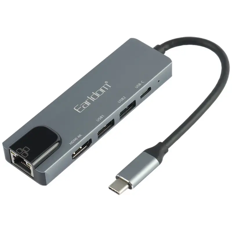 picture هاب Earldom ET-W27 Type-C To USB3.0/USB2.0/HDMI/RJ45/Type-C