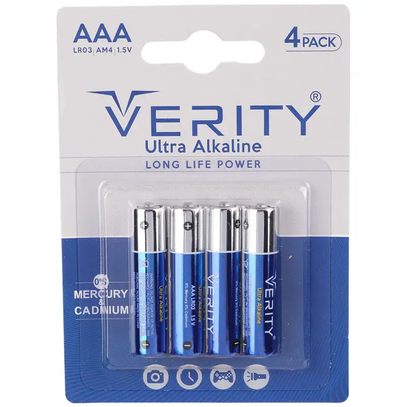 picture باتری چهارتایی نیم قلمی Verity Ultra Alkaline LR03 1.5V AAA