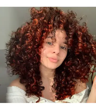 picture کلاه گیس (پوستیژ) زنانه فر افرو قهوه ای هایلایت دار متوسط Curly Wigs