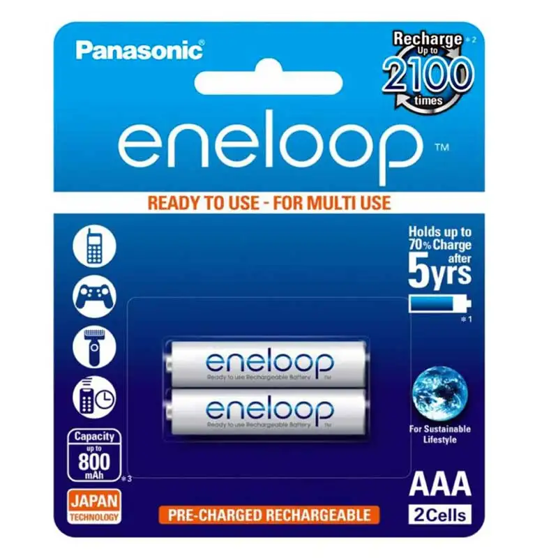 picture باتری 2 تایی نیم قلمی شارژی Panasonic Eneloop BK-4MCCE