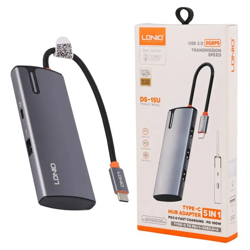 picture هاب Ldnio DS-15U Type-C To USB3.0/Type-C PD