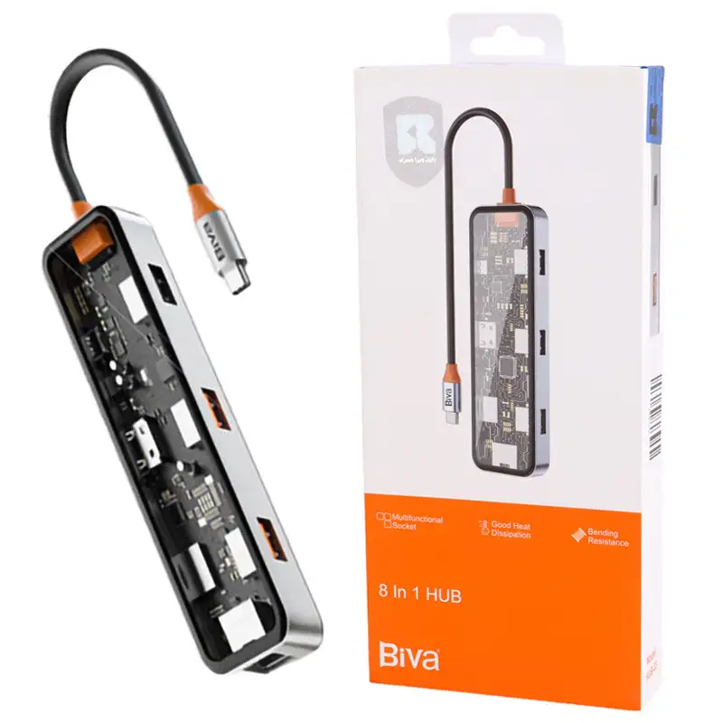 picture هاب و رم ریدر Biva HUB-03 Type-C To USB 3.0/USB2.0/HDMI/SD/Micro SD/Type-C PD