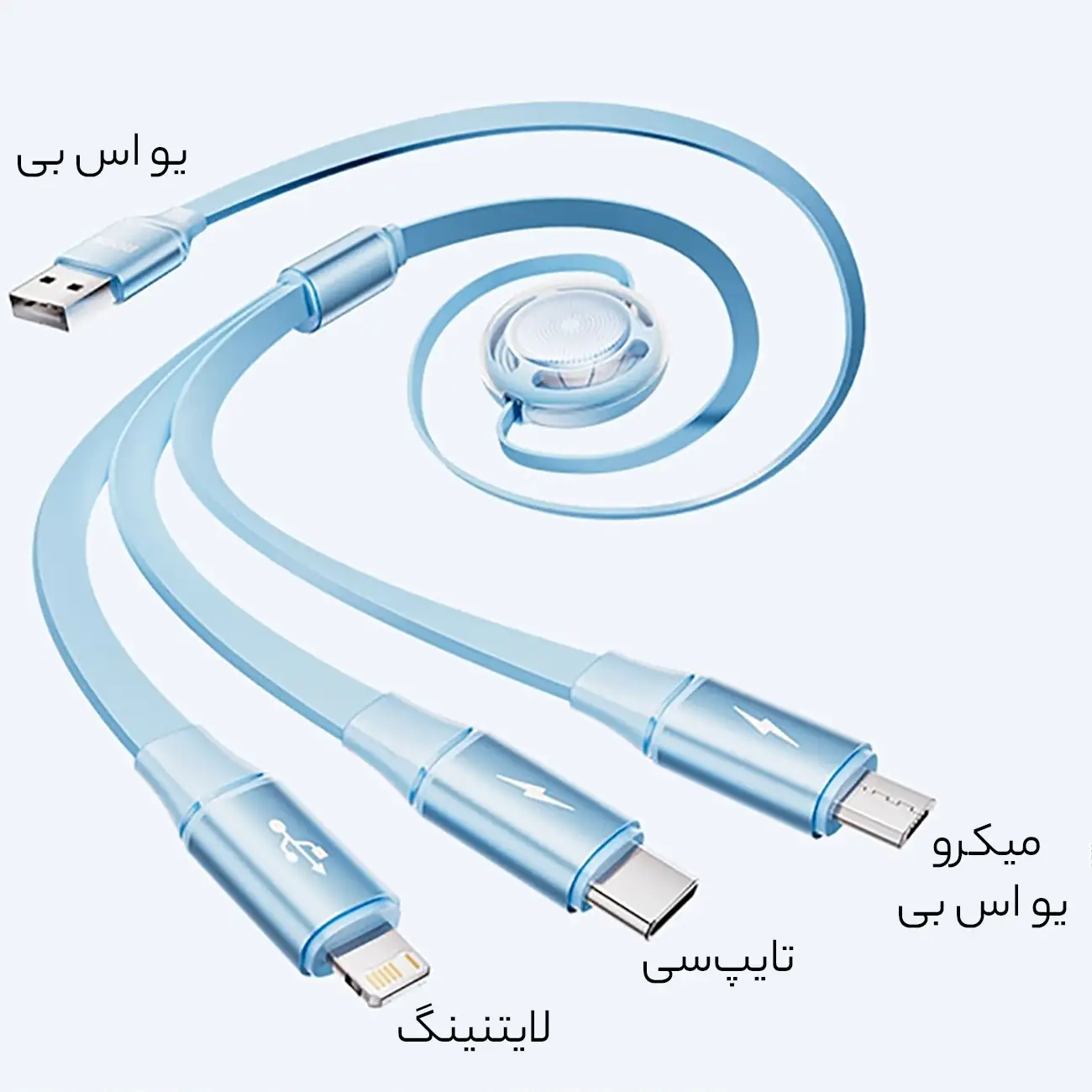 picture کابل چند کاره یو اس بی به تایپ سی، لایتنینگ و میکرو یو اس بی 3.5 آمپر راک RCB0864