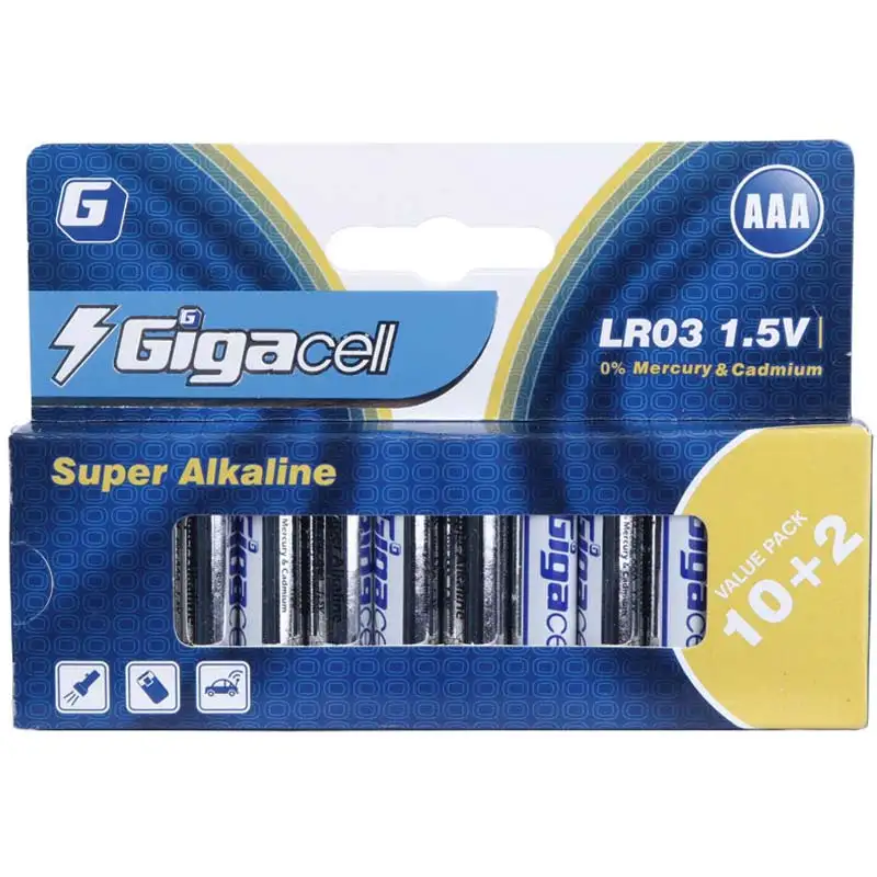 picture پک 2+10 نیم قلمی Gigacell Super Alkaline LR03 1.5V AAA