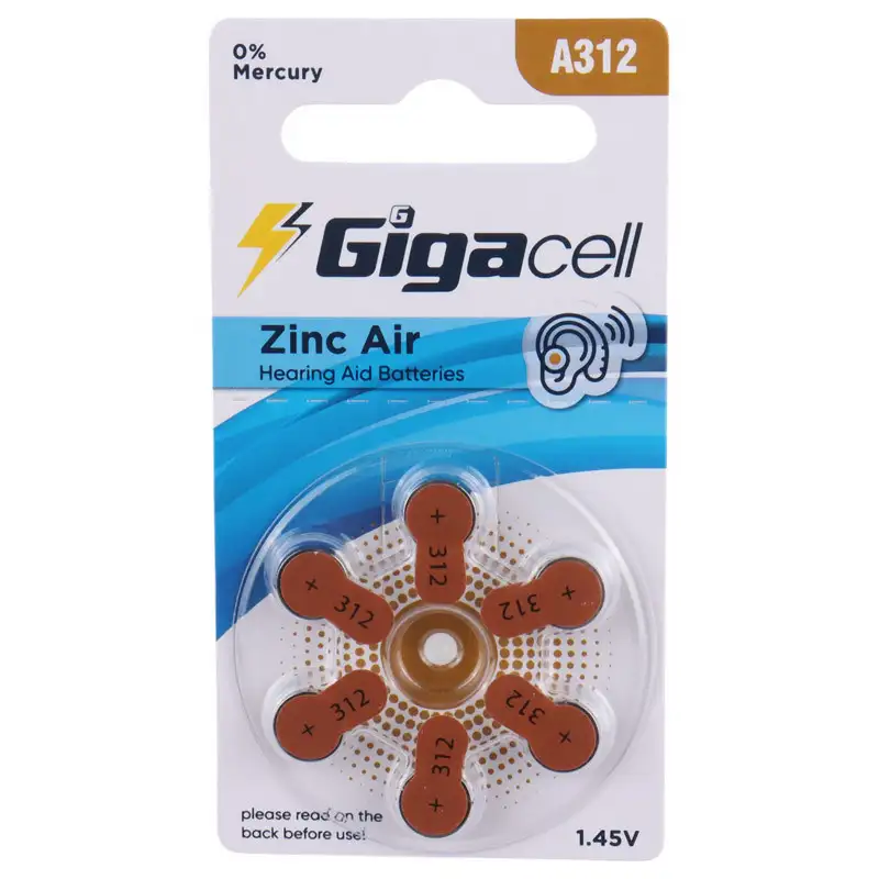 picture باتری سمعکی Gigacell Zinc Air A312 بسته 6 عددی