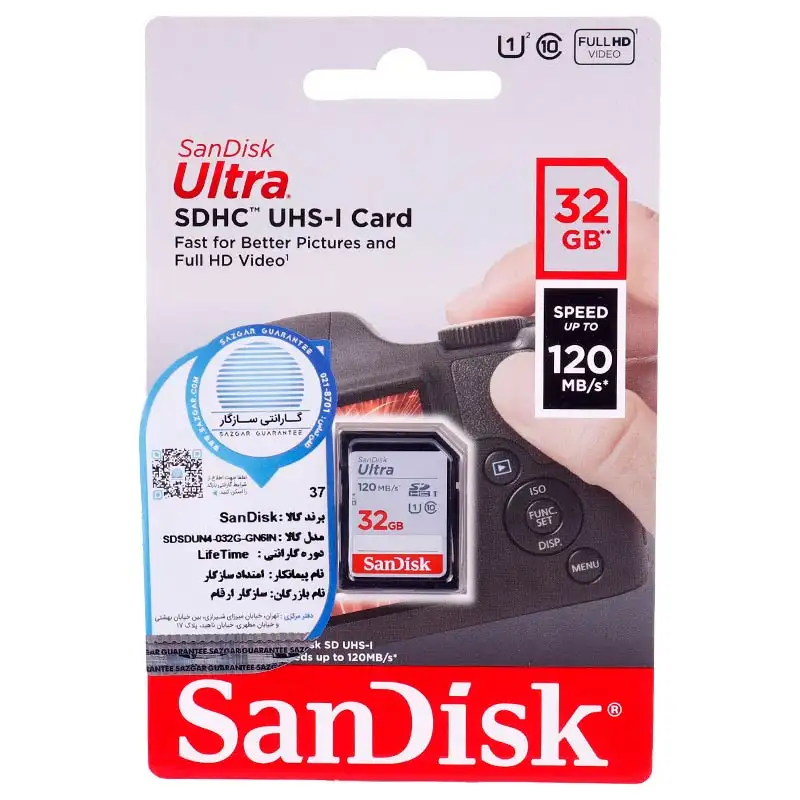 رم اس دی 32 گیگ سن دیسک SanDisk Ultra C10 U1 120MB/s 19435638