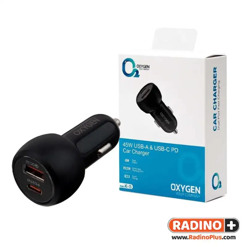 picture شارژر فندکی 45 وات اکسیژن مدل Oxygen AC-15