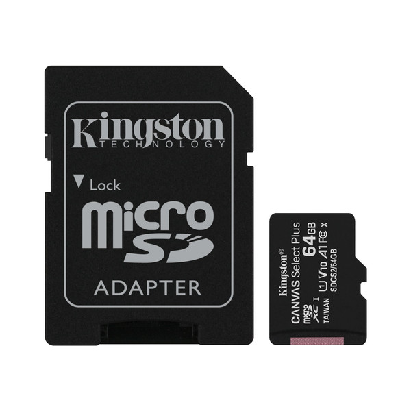 کارت حافظه microSDXC کینگستون مدل CANVAS کلاس 10 استاندارد UHS-I U1 سرعت 100MBps ظرفیت 64 گیگابایت به همراه آداپتور SD 2123923