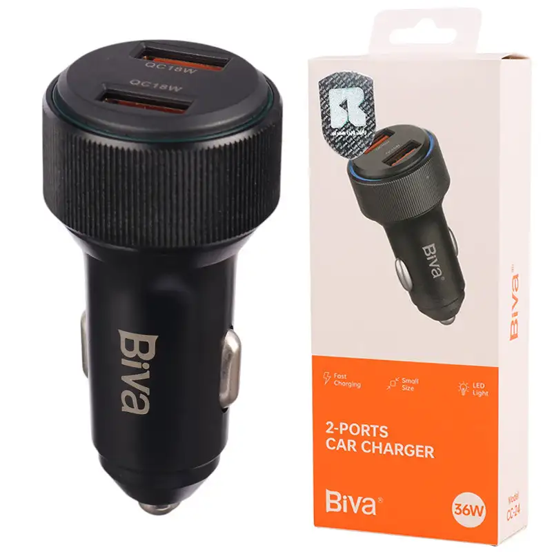 picture شارژر فندکی فست شارژ Biva CC-24 3A QC3.0 PD 18W