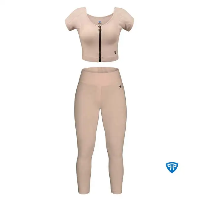 picture ست ورزشی تاپیک با کد SWEATPROOF CROP AND SPORT LEGGING CREAM