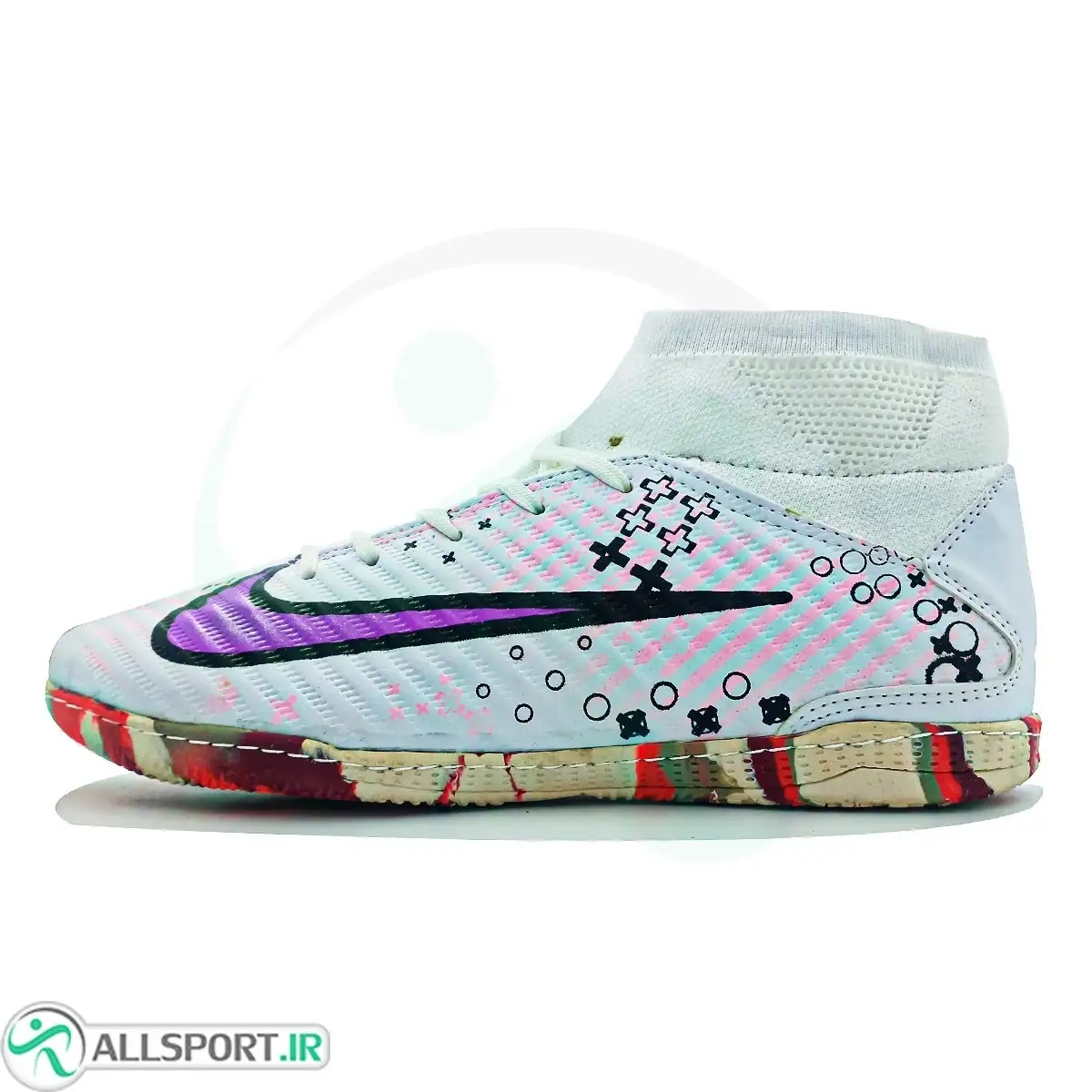 picture کفش فوتسال ساقدار نایک مرکوریال Nike Mercurial Mds White Purple